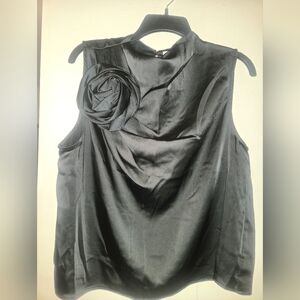 Elegant Black Future Collective Sleeveless Top with Floral Detail-BNWT